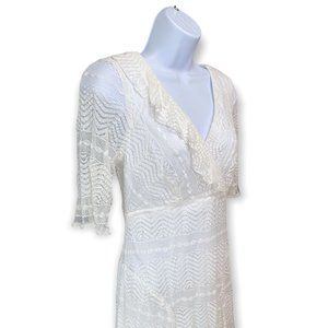 Chris McLaughlin White Lace Boho Dress, Size 8